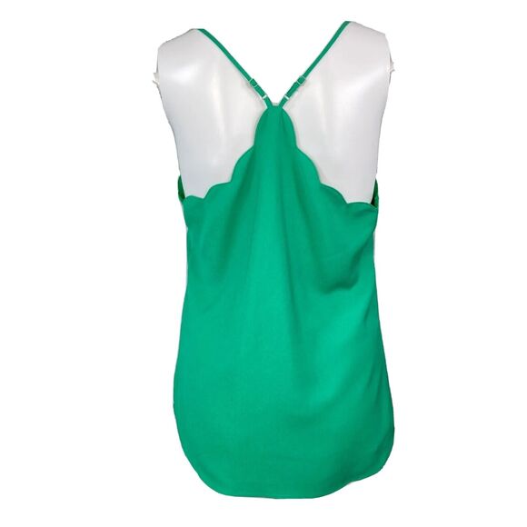 J. Crew Top Womens Sz 4 Green Scalloped Neck Cami Tank Adj Racerback Straps - Picture 2 of 8